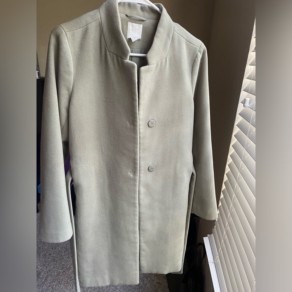 H&M | Light Green Tie Belted Overcoat | Size 2